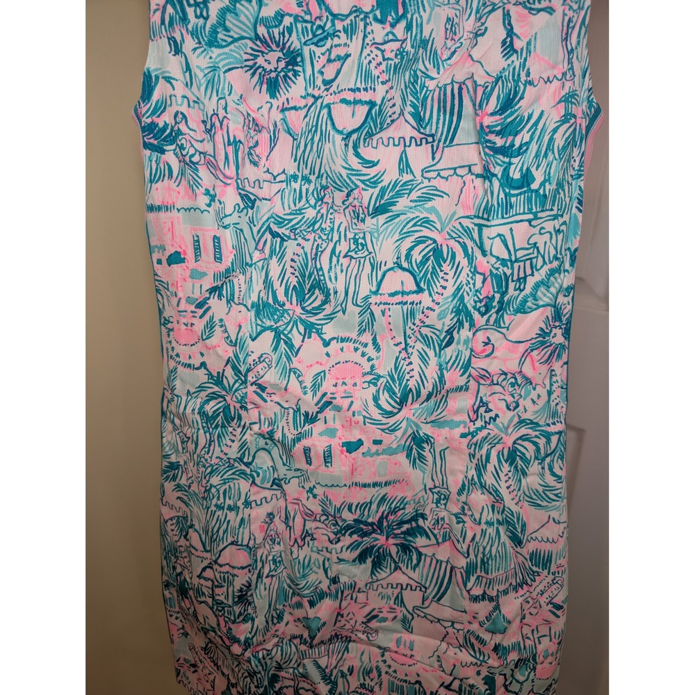 Lilly Pulitzer Mila Shift Dress Agate Green Camelflage Bamboo Zip - Size 00 - Picture 3 of 6